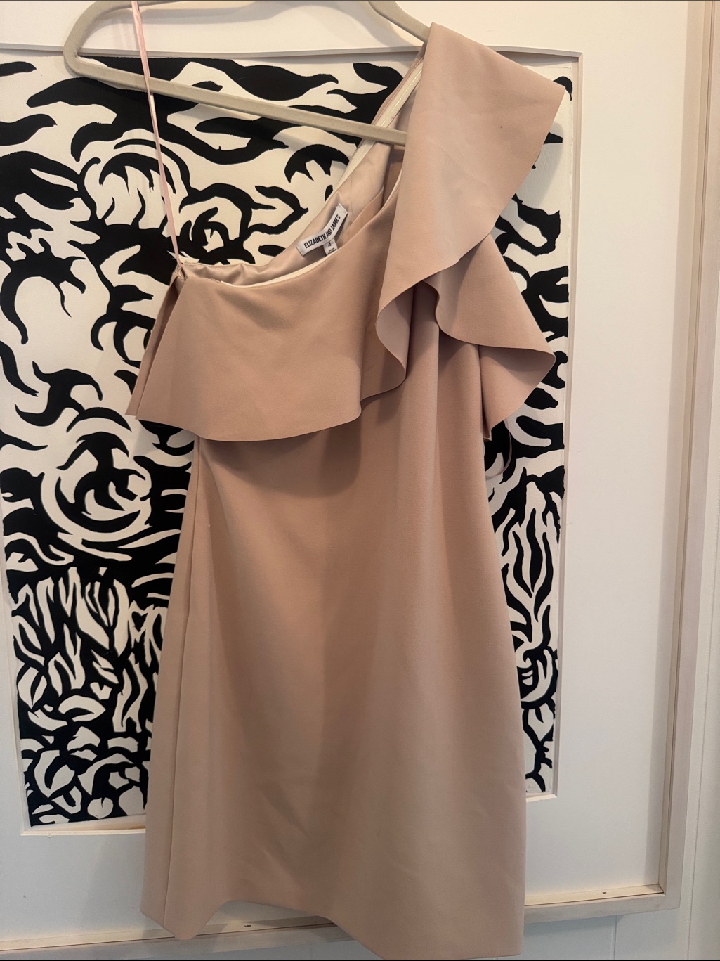 Nwt- Elizabeth & James One-Shoulder Ruffle Shift Dress - Blush